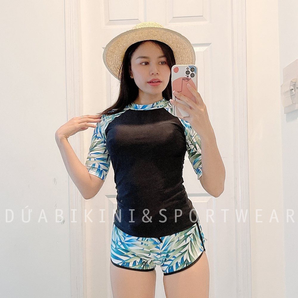Đồ bơi bikini hai mảnh tay lỡ kín đáo đi bơi