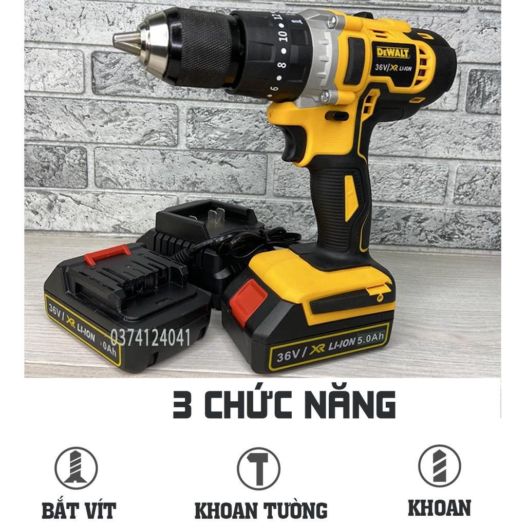 Máy Khoan Pin DEWALT 36V Có Búa - TẶNG 1 MŨI KHOAN - Khoan bê tông, Đầu kẹp 13ly - Máy Bắt Vít Động cơ 775 - Lõi Đồng