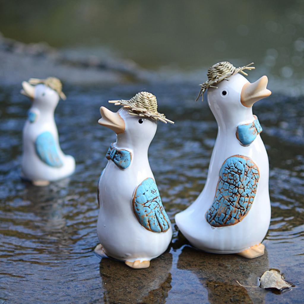 Garden Ceramic Duck Ornament Indoor Outdoor Statue Sculpture Decor