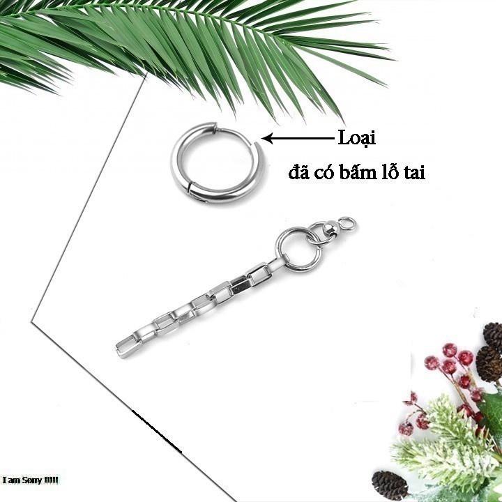 Bông tai nam inox cao cấp 1 chiếc Kpop thép không gỉ bấm lổ tai tòn ten