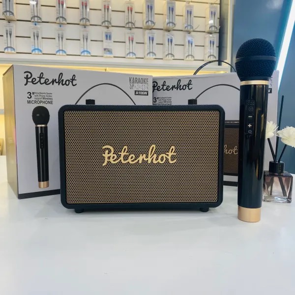 Loa karaoke Bluetooth PETERHOT A106W- kèm míc Hát Hàng Siêu Hot