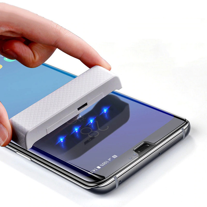 Tấm kính cường lực trong suốt full keo UV dành cho SamSung Galaxy S10 Plus