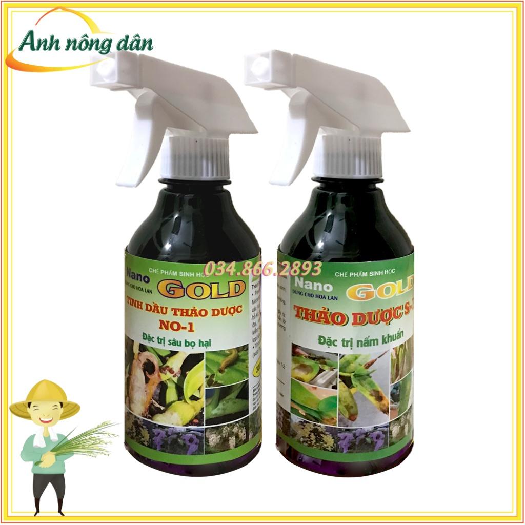 Bộ 2 Chế phẩm Nano Gold trừ sâu bọ + trừ nấm khuẩn dạng chai xịt dùng cho hoa lan, phong lan