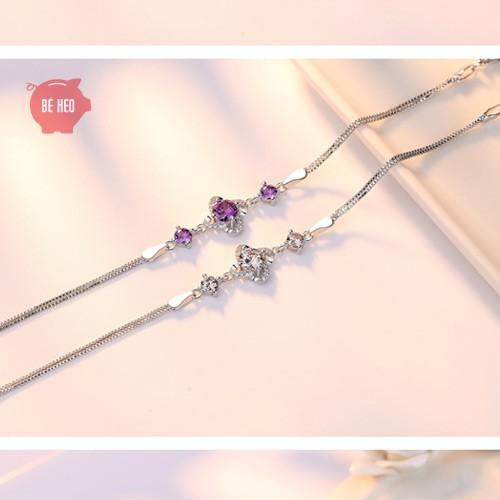 Bộ trang sức ️FREESHIP️ Bộ trang sức bạc nữ Dây chuyền Bông tai Lắc tay 4 cánh BHB23