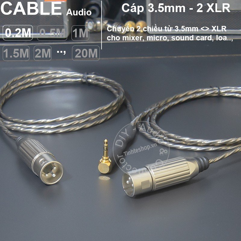 Cáp 3.5 ra 2 canon XLR đực cáp dài chia 2 hướng - 1/8 to 2 XLR male cable