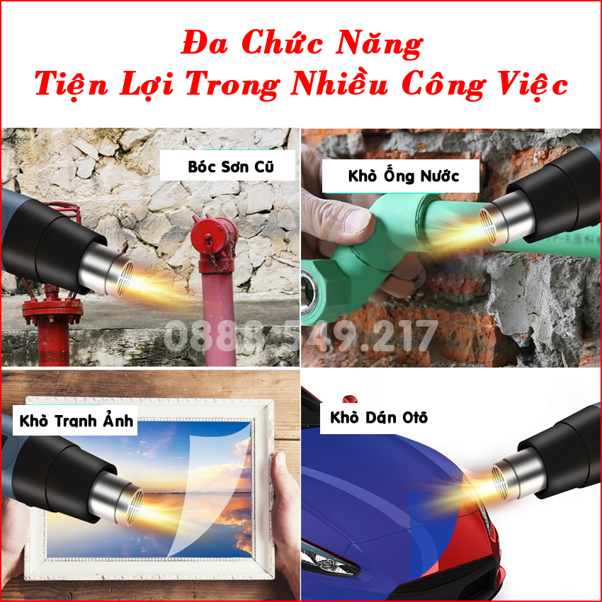 Máy khò hơi nóng Talon 2000w hàng Công Ty , khò nhiệt, bọc màng co giỏ quà tết, dán decal ( Có Chỉnh Nhiệt Độ )