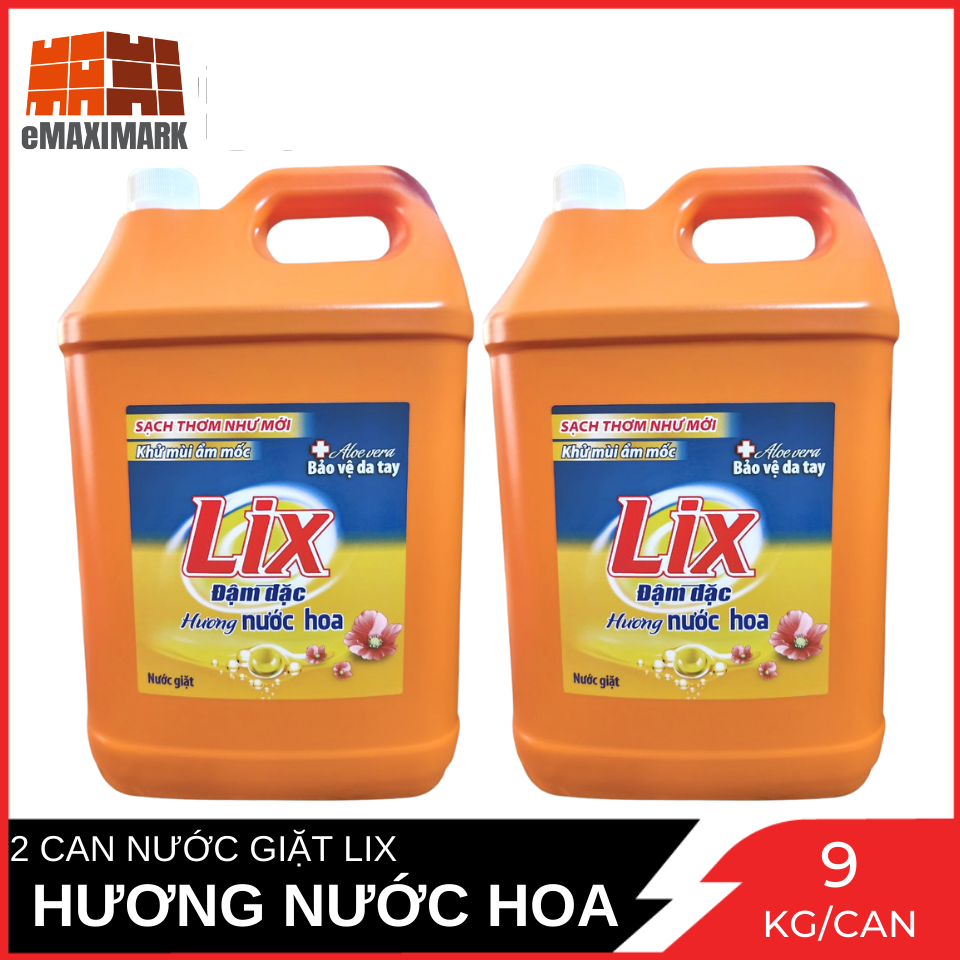 Combo 2 Nước Giặt Lix Đậm Đặc Hương Nước Hoa 9kg / can x2