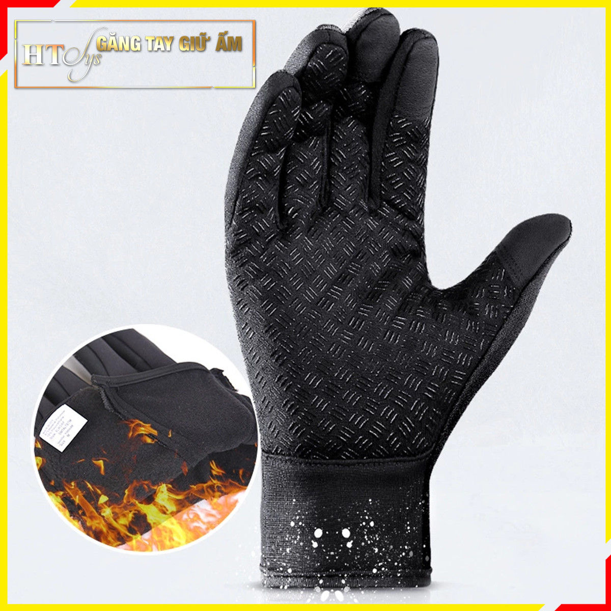 Găng tay đi xe giữ ấm mùa đông - HT SYS - Freesize - Thích hợp cho cả nam và nữ - Chống thấm nước và giữ nhiệt hiệu quả