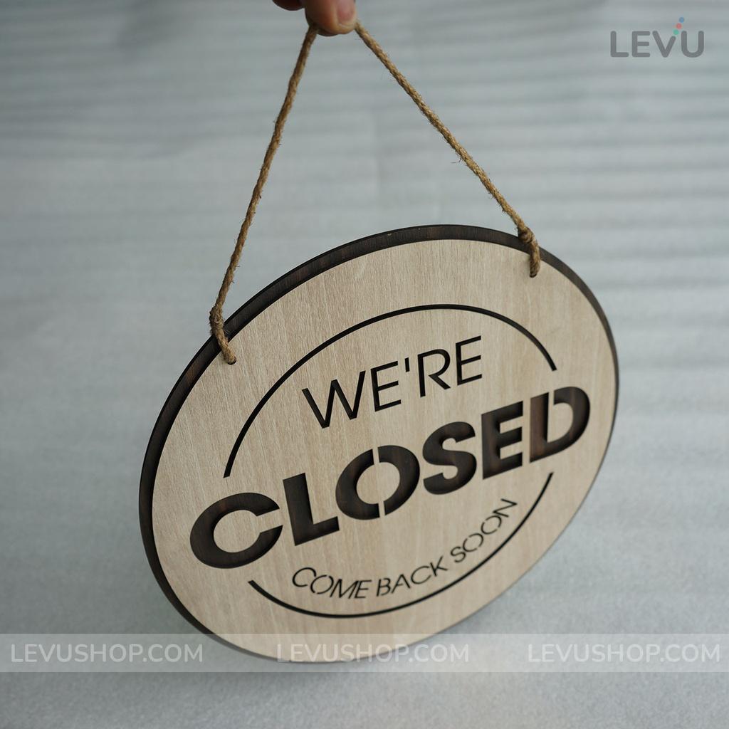 Bảng gỗ treo cửa hàng Open Closed trang trí quán 2 mặt có dây treo BG17