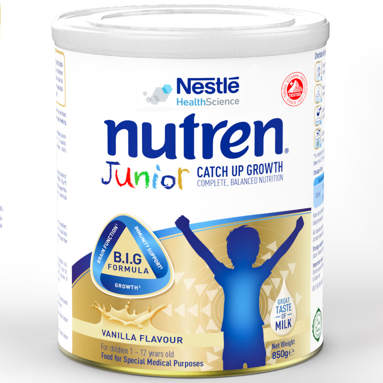Combo 3 lon sản phẩm dinh dưỡng y học Nutren Junior cho trẻ từ 1-12 tuổi 850g tăng trưởng 3 chuẩn: Thế chất, Đề kháng, Tư duy - Tặng khăn choàng tắm bé con voi