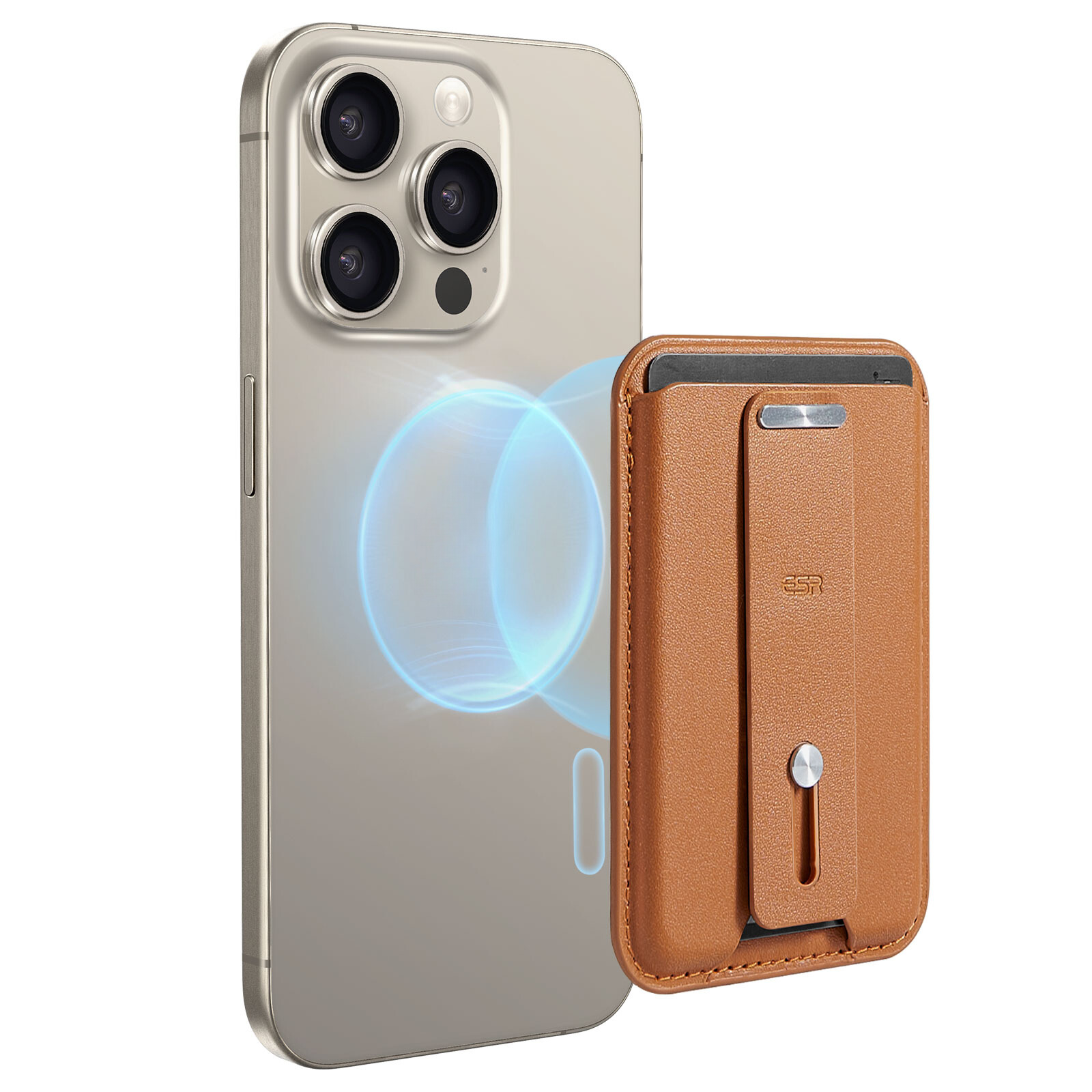 Ví Da Nam Châm Siêu Mạnh Cho Iphone, ESR Magnetic Wallet (HaloLock), Đựng 1-3 Thẻ, Có Khoá Chống Rớt Thẻ, Chân Chống_ Hàng chính hãng