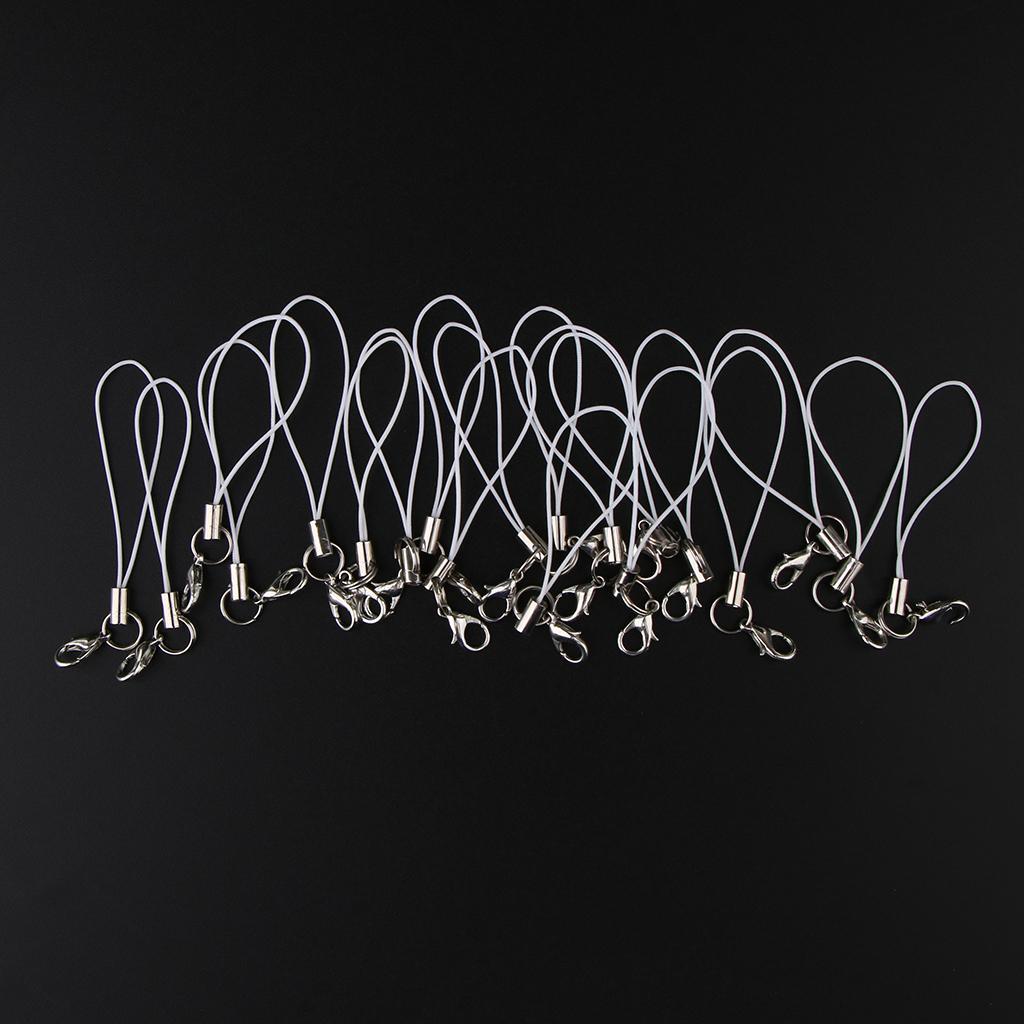 3-5pack 20pcs DIY Mobile Cellphone Keychain Lanyard Charms DIY Rope White