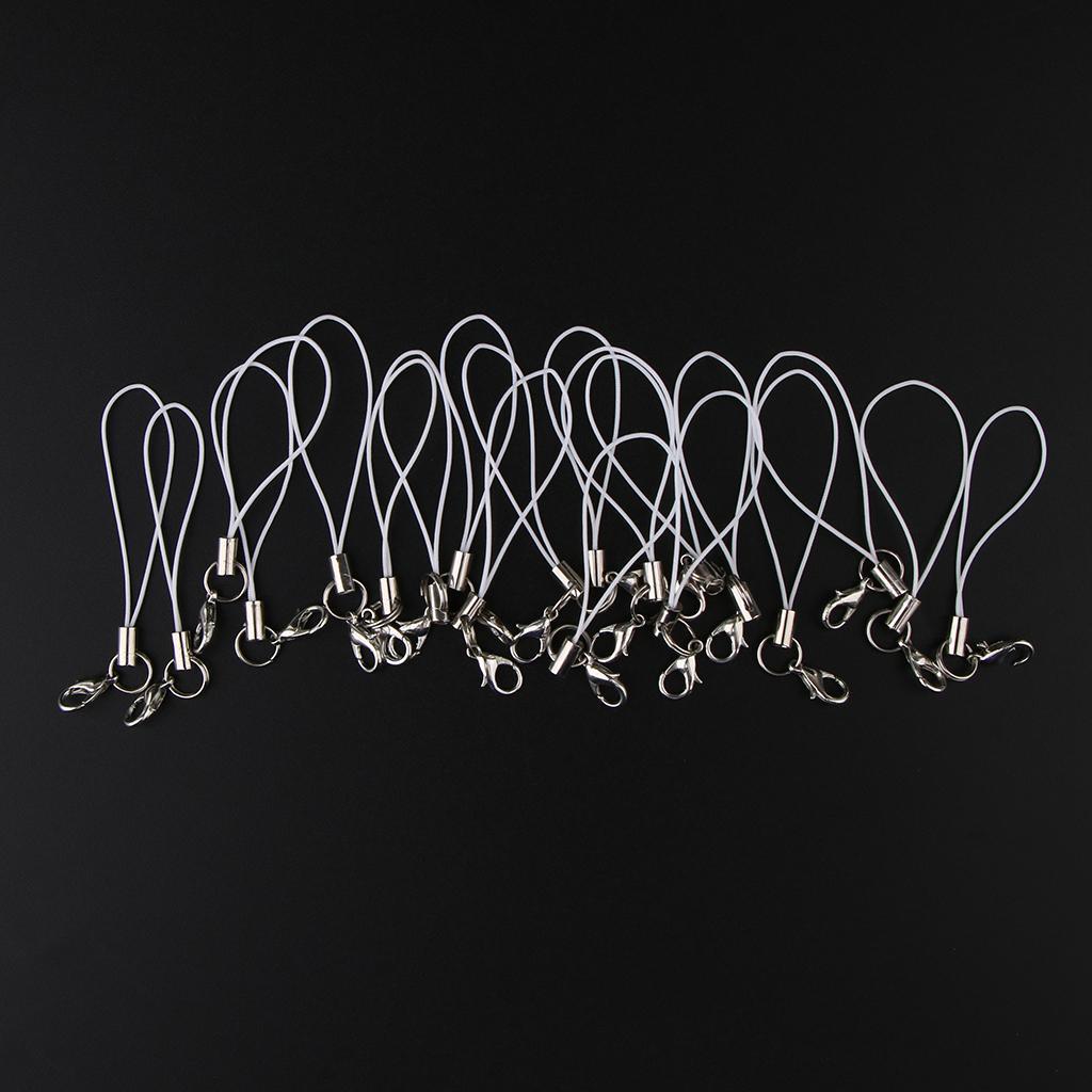 40pcs Diy Mobile Cellphone Keychain Lanyard Charms Diy Rope Black + White