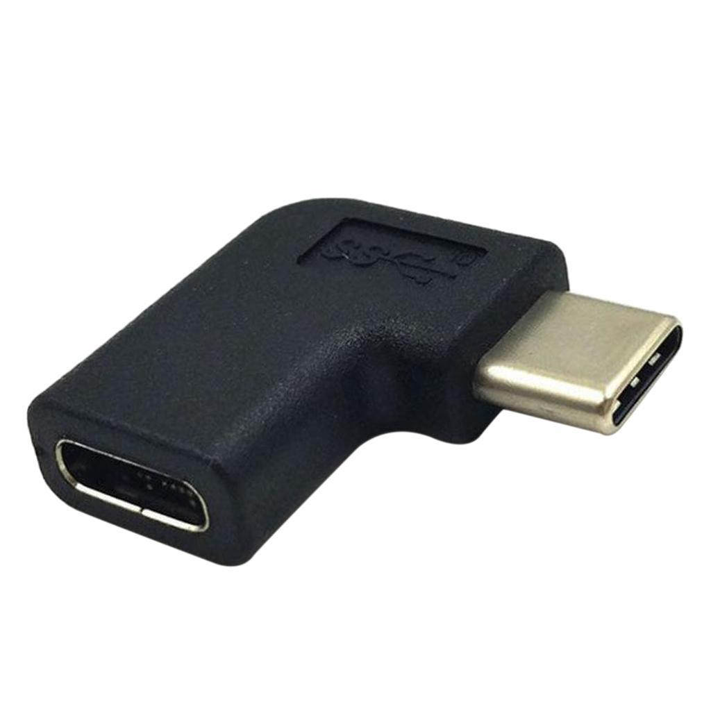 2X USB3.1 Type-C Female to 90 Angle Male Charging Data Sync Extension Adapter