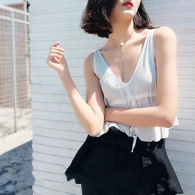 Vòng cổ choker kim loại đính đá thả 2 tua dài