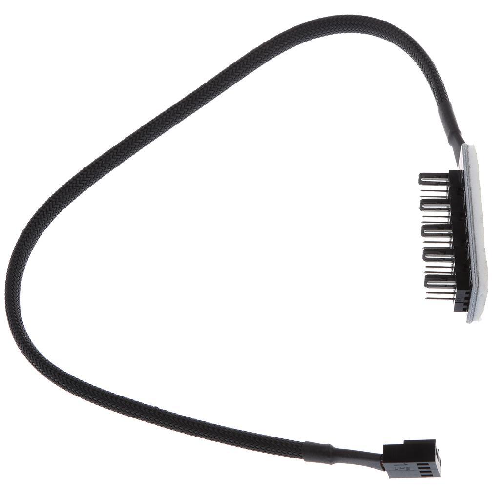 2Pcs 5 Way 37cm Fan HUB CPU Cooler Cable Extension Powers up to 5 Fans