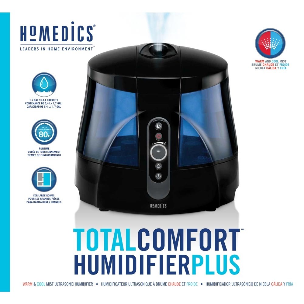 Máy phun sương tạo ẩm nóng lạnh USA công nghệ siêu âm khử khuẩn HoMedics Total Comfort Humidifier Plus nhập khẩu USA