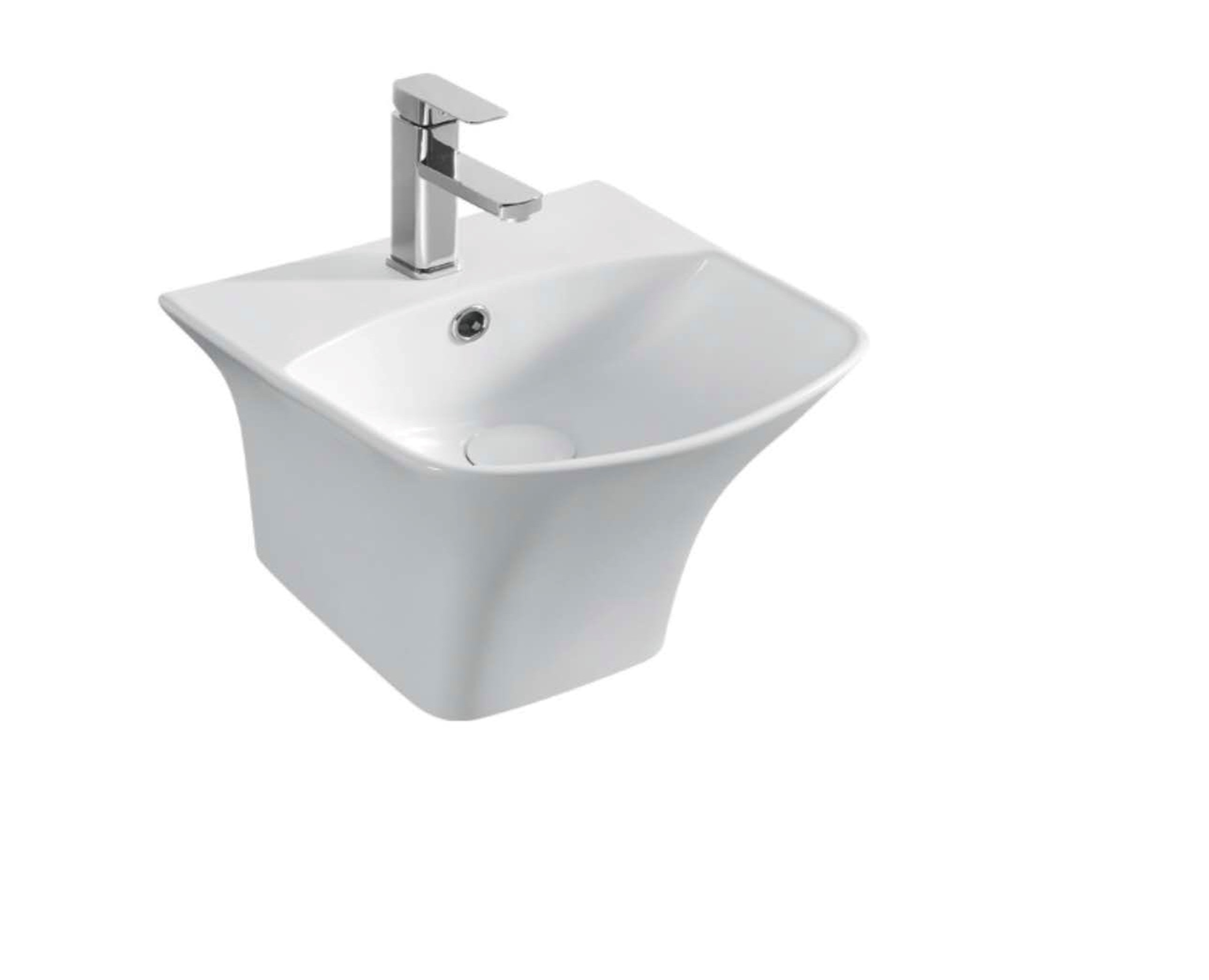 Chậu Lavabo GRVL 2811 Treo Tường liền chân tròn