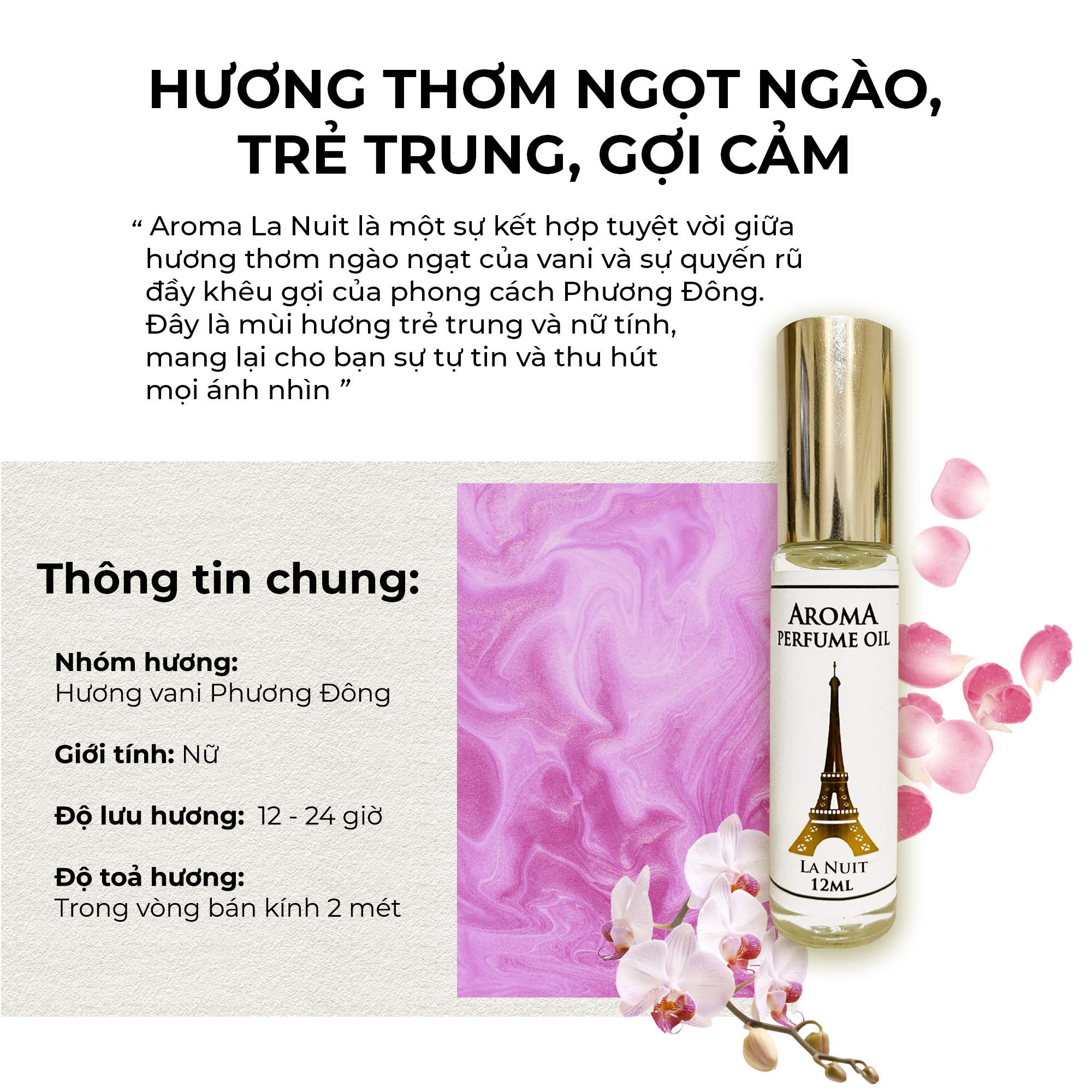 Aroma La Nuit – Tinh Dầu Nước Hoa Pháp Dạng Lăn 12ml