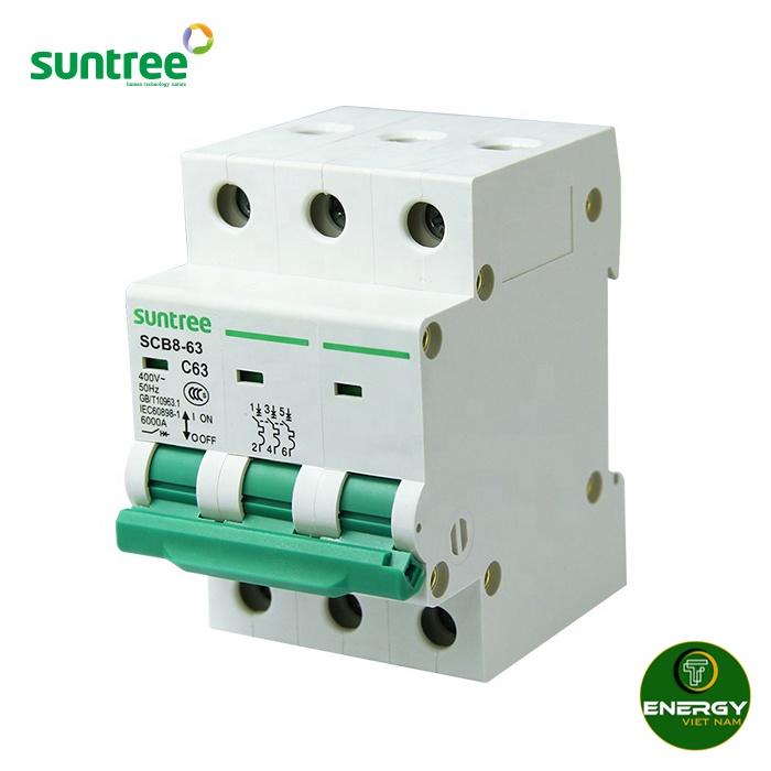 MCB AC 2P/3P/4P 20A~63A 6/10KA Suntree SCB8 - Thiết Bị Điện SUNTREE