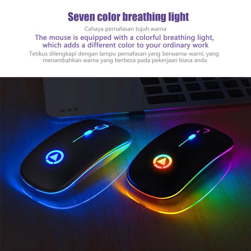 Chuột Không Dây Bluetooth RGB Sạc Chuột Máy Tính Không Dây Im Lặng Mause LED Backlit Công Thái Chuột Chơi Game Cho Laptop