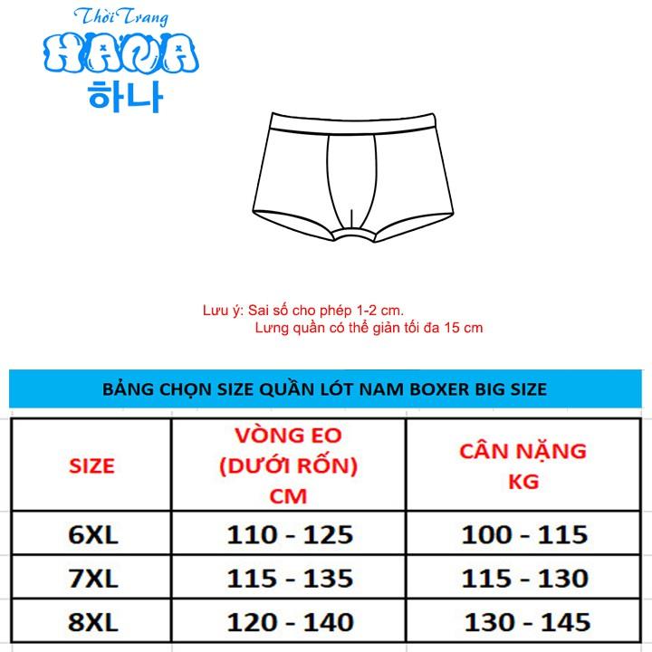 Quần sịp đùi boxer Nhật 4 chiều thông hơi cao cấp BIG SIZE SIZE LỚN (6XL ĐẾN 8XL, 100 ĐẾN 145 KG) thoáng khí kháng khuẩn