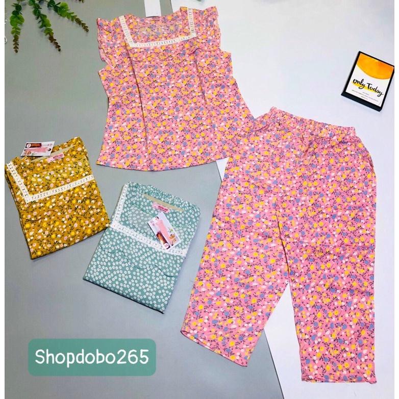 Đồ bộ nữ,đồ ngủ mặc nhà lửng 9 tấc vải lụa mango cao cấp BL 70 họa tiết hoa nhí dễ thương size 47-67kg.
