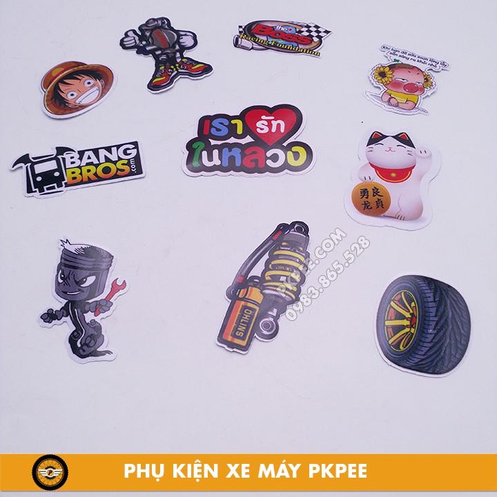 Combo Tem Sticker Dán Xe Máy, Laptop, Điện Thoại, Nón Bảo Hiểm, Chống Thấm Nước, Chống Bay Màu