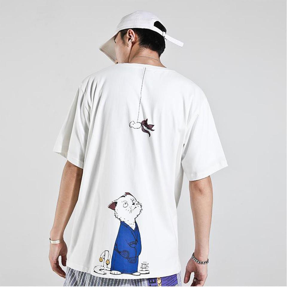 Áo thun Unisex hình mèo siêu cute phông nam nữ tay lỡ oversize in hình CAT UN16