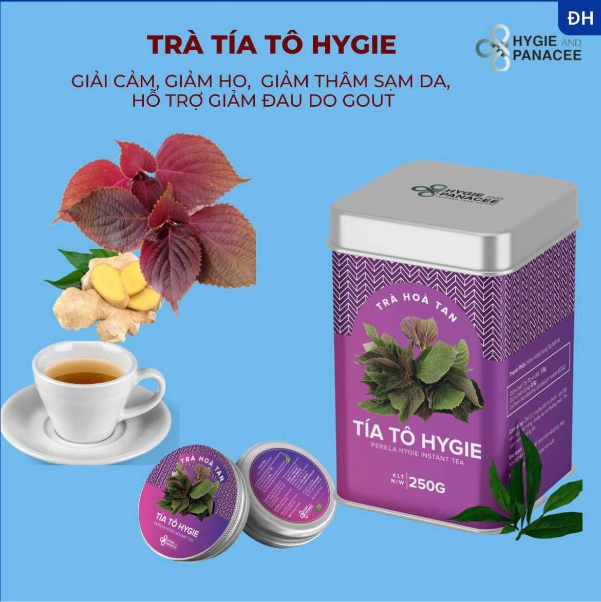 Dược Trà Tía Tô Giải Cảm Sáng Da Ngừa Ho Hygie Tiêu Đờm Giải Trừ Cảm Lạnh Hỗ Trợ Ngừa Mụn Ngừa Lão Hóa Thư Giãn