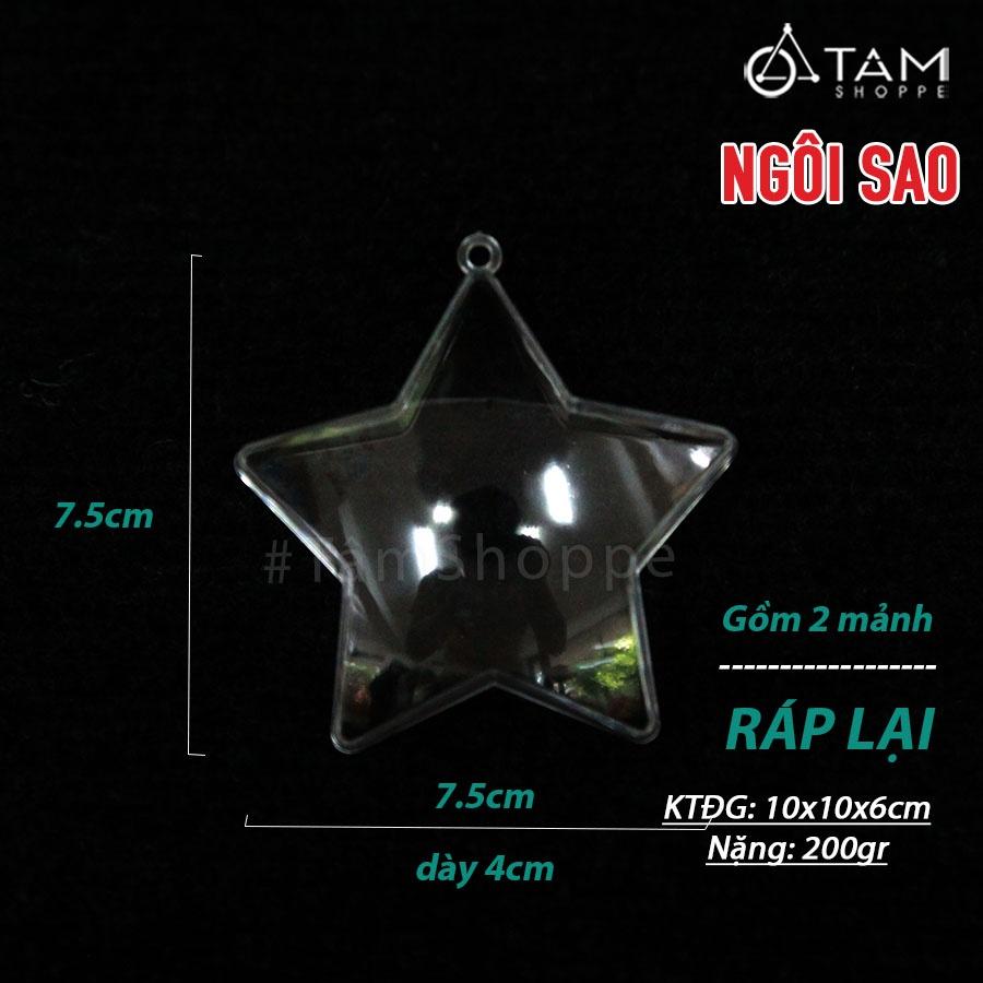 Phụ kiện trong suốt trang trí noel sao thông có tuyết X-PKTCT-74