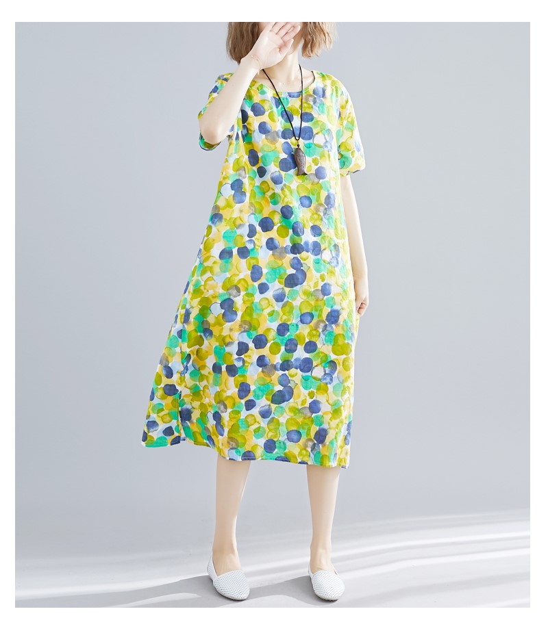 Đầm Nữ Chấm Bi, Váy Nữ Dáng Suông Họa Tiết Chấm Bi Phối màu Trẻ Trung, Chất Đũi Mát Haint Boutique Da180