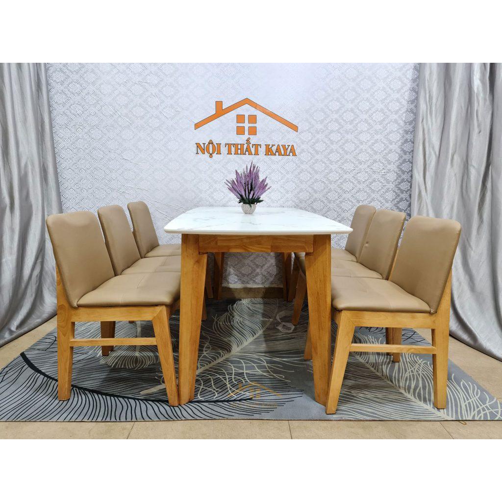 Bộ bàn mặt đá 6 ghế Hana chân chữ A 80cm x 160cm x 75cm  Mặt bàn đá với nguyên liệu được nhập khẩu từ Malaysia công nghệ Ý
