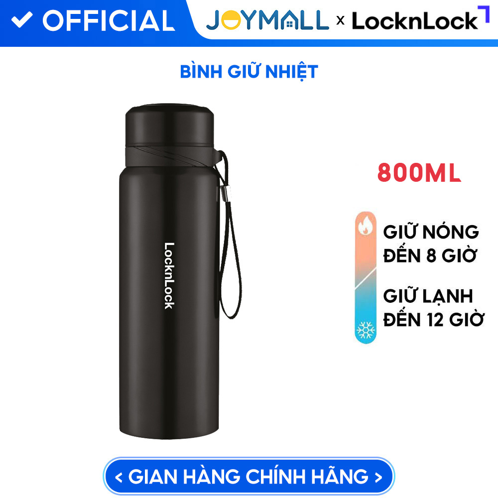 Bình Giữ Nhiệt Bằng Thép Không Gỉ Lock&ampLock Vacuum Bottle LHC6180BLK 800ML – Màu Đen