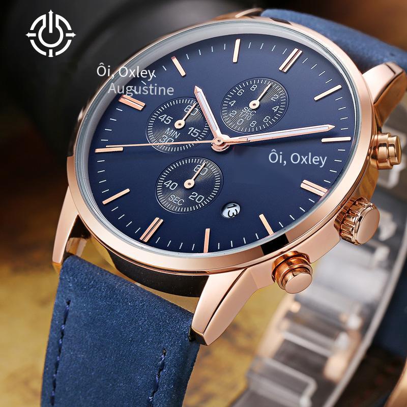 Giá thấp nhất Thương hiệu OCHSTIN Đồng hồ đeo tay nam thời trang đa chức năng Thạch anh cao cấp Doanh nghiệp không thấm nước Đồng hồ đeo tay nam da thật chống thấm nước