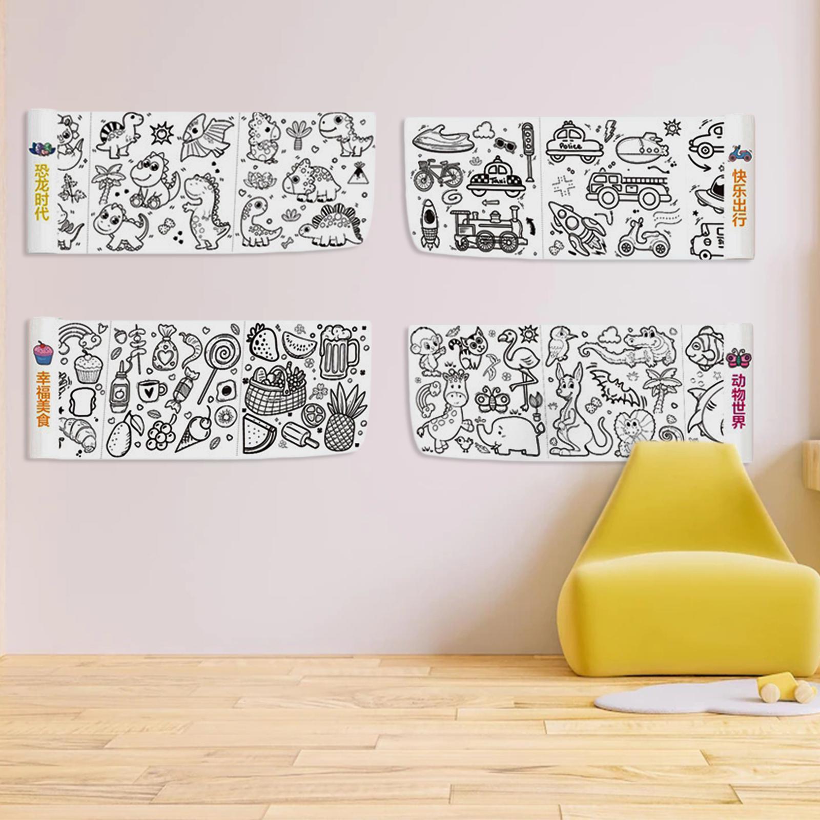 4Pcs Kids Coloring Paper Roll, Coloring Painting Paper, Coloring Poster Table Wall Coloring Sheets, DIY Art Drawing