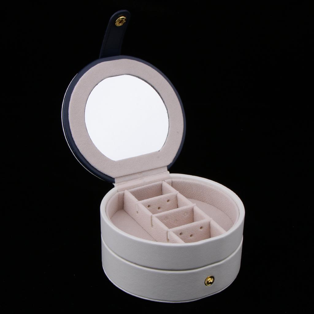 Two Layers PU Leather Portable Jewelry Storage Display Earrings Studs Ring Case Box