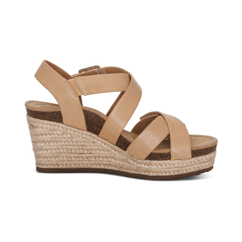 Sandal cao gót sức khỏe nữ Aetrex Anna Sand - Giày đế xuồng gót cao 8p, đệm nâng vòm, mềm nhẹ