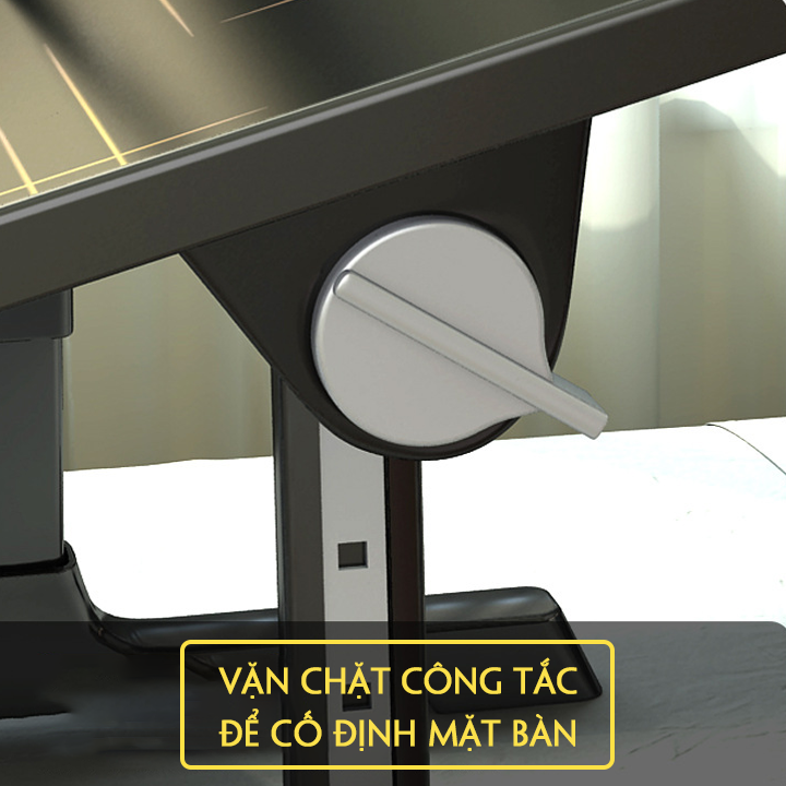 Bàn làm việc ngồi giường màu đen mẫu cao cấp, bàn gấp ngồi giường Full, ngăn kéo, USB, giá sách, khe cắm thẻ KO126