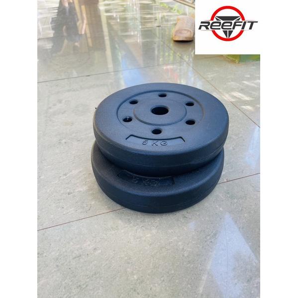 Bộ 2 tạ miếng nhựa Reefit 5kg màu đen có ruột