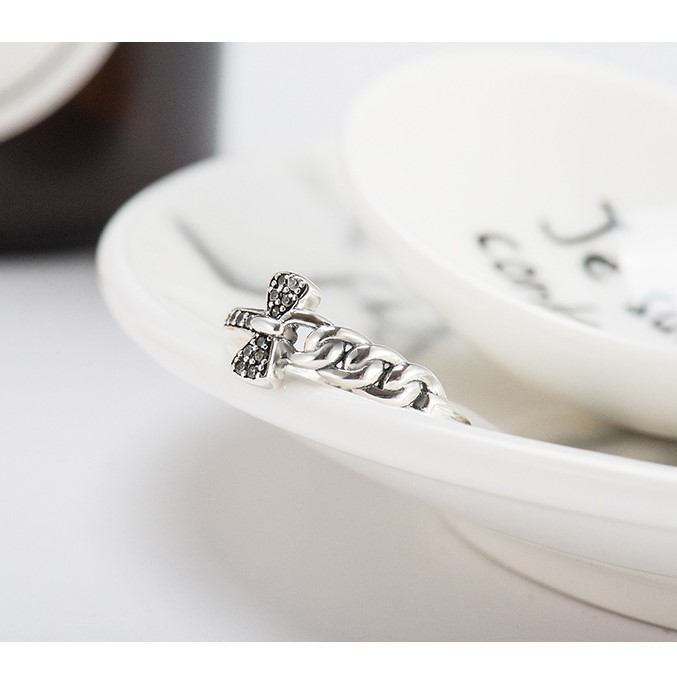 Nhẫn Bạc Nữ | Nhẫn Nữ Bạc Thái Hình Nơ - Móc Xích Cá Tính N1717 - Bảo Ngọc Jewelry