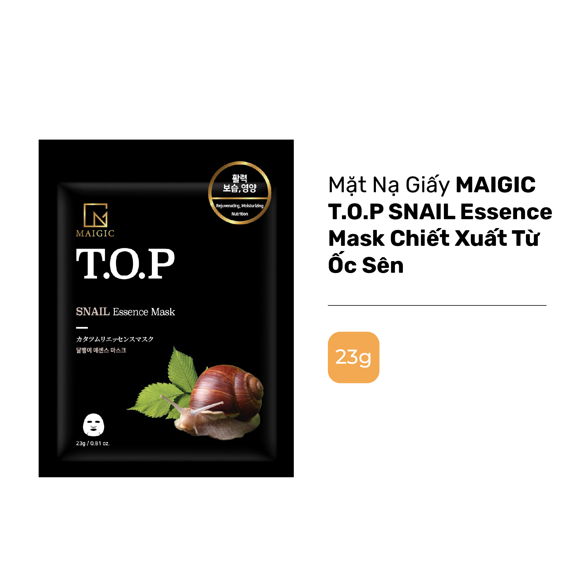 Mặt Nạ Giấy MAIGIC T.O.P SNAIL Essence Mask Chiết Xuất Từ Ốc Sên 23g