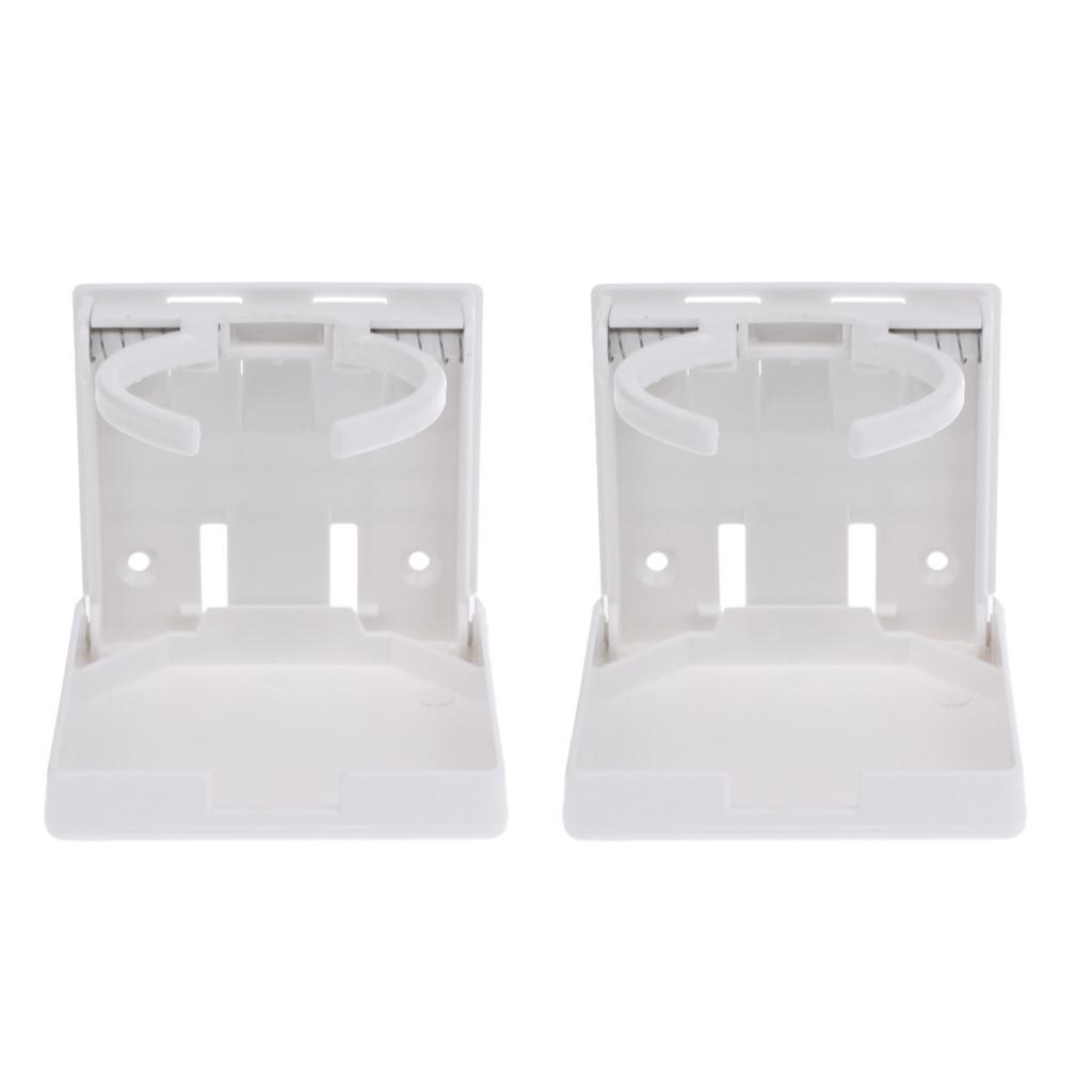 2 x Adjustable Folding Drink Cup Holder Mount Boat Marine Car White
