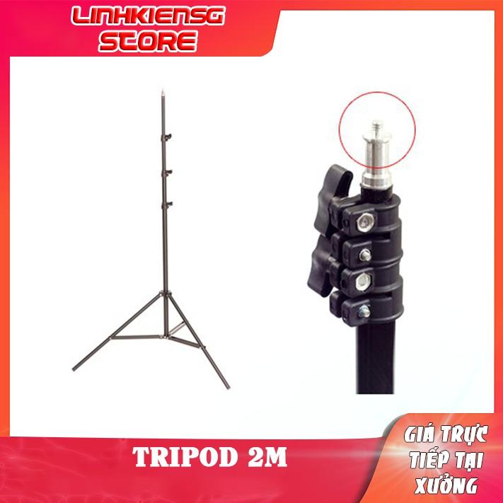 Chân Đèn livestream live thép cao tối đa 2m có thể hạ thấp xuống 70cm