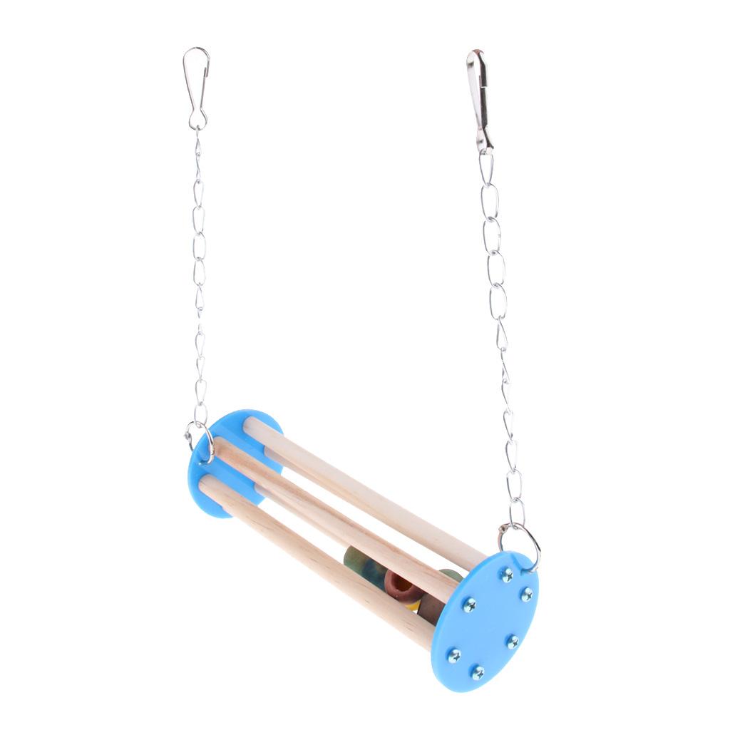 Chinchilla Squirrel Parrot Bird Wooden Swing Grinding Toy Cage Hanging Perch