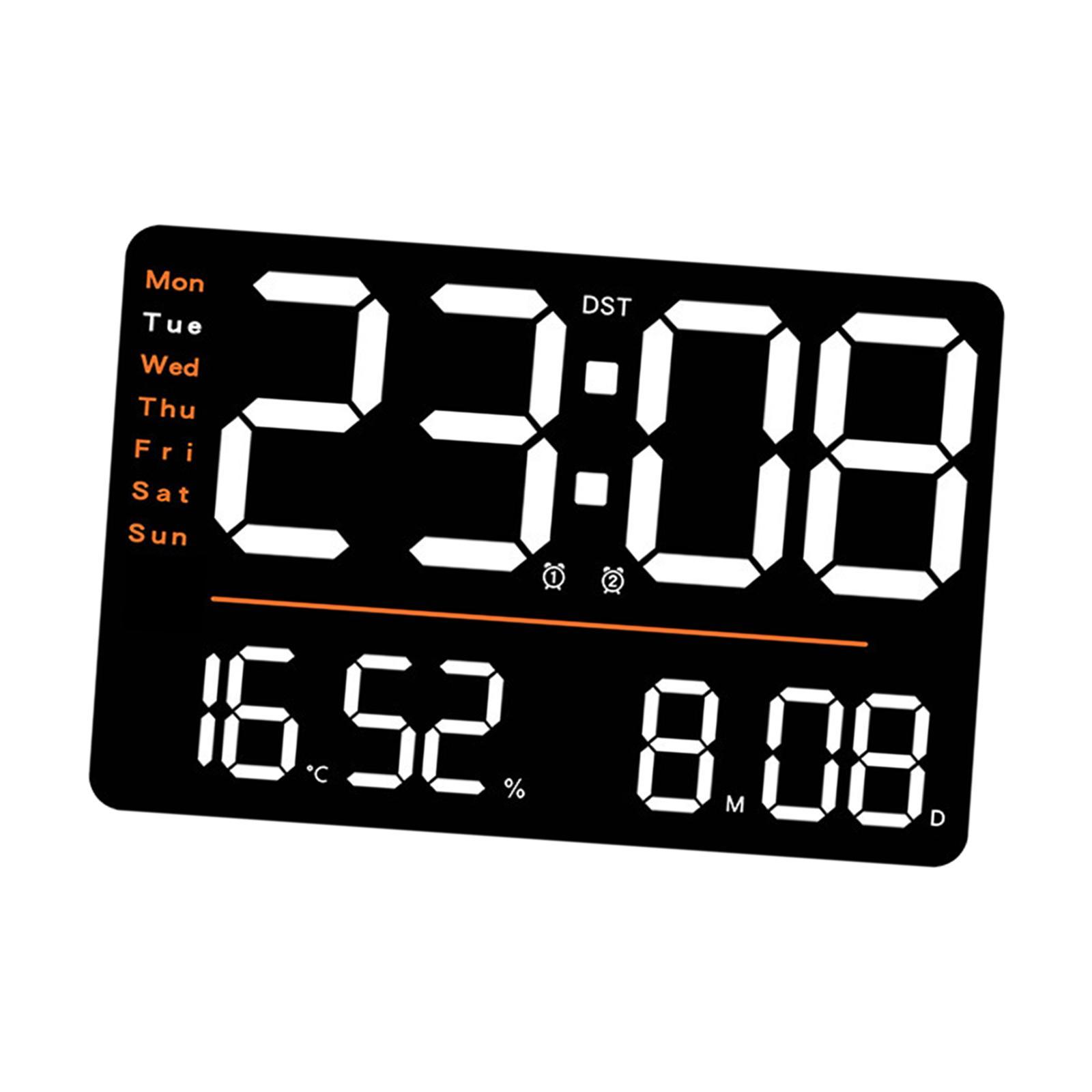 Digital Wall Clock Large Display Big Clock Wall Decor Decorations Rectangle Alarm Clock with Date LED Wall Clock for Bedroom