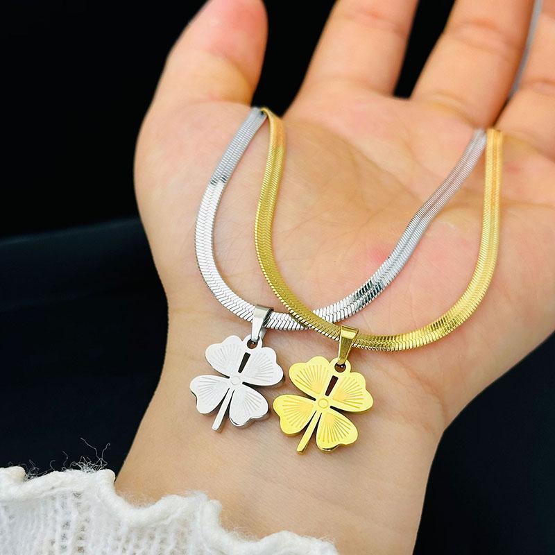 OYJR dây chuyền titan không gỉ cỏ 4 lá vòng cổ không gỉ nữ trang sứ c Jewelry bốn
