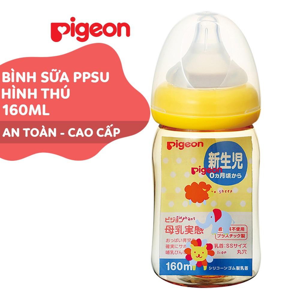 Bình sữa cổ rộng PPSU Plus Hình thú Pigeon 160ml/240ml