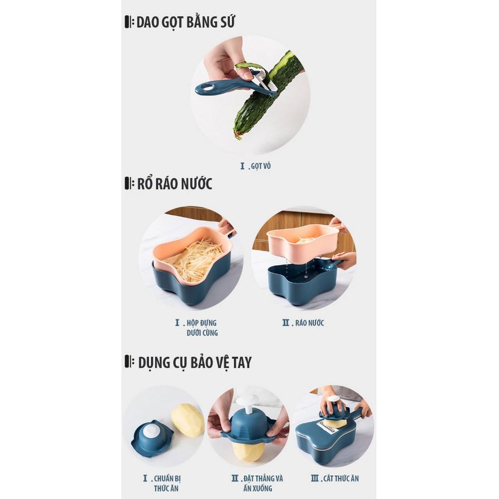 Dụng Cụ Thái Rau Củ Hình Đàn Ukulele - 6 lưỡi dao tùy ý - Cắt được nhiều kiểu - Home and Garden