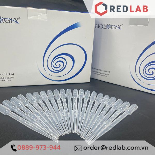 Pipet pasteur nhựa 3ml Biologix - Mỹ, ống hút nhỏ giọt / có chia vạch, hộp 500 ống